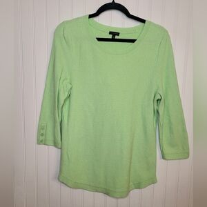 Talbots Light Green Lightweight 3/4 Sleeve Sweater Size L